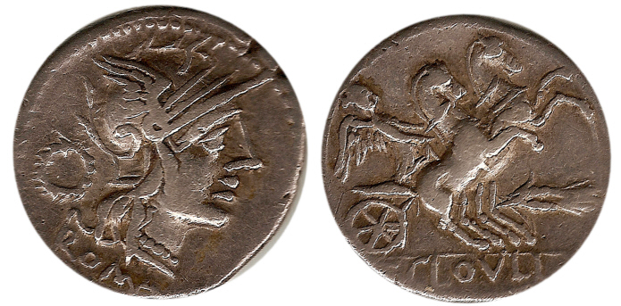 Denario Roma 128 a.C.